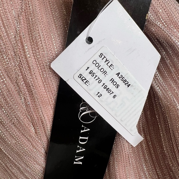 Betsy & Adam One Shoulder Metallic Dress in Pink Size 12 Gown NEW Maxi - Picture 10 of 13